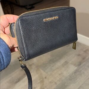 Michael Kors Navy Leather Wristlet